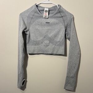 Gymshark Flex Gray Long Sleeve with Logo Writing - M